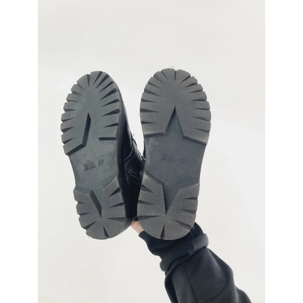 Zara, Leather, Faux Fur Casual Outdoor Winter Boots Girls' Size 10.5 Black. A. H